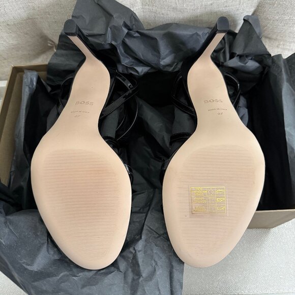 Hugo Boss Patent Leather High-heeled sandals 7 black NIB - Picture 15 of 15